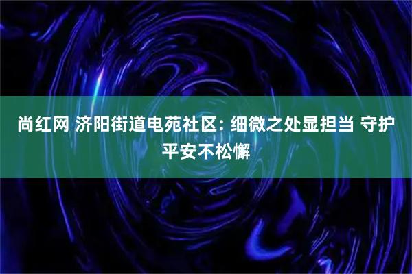 尚红网 济阳街道电苑社区: 细微之处显担当 守护平安不松懈